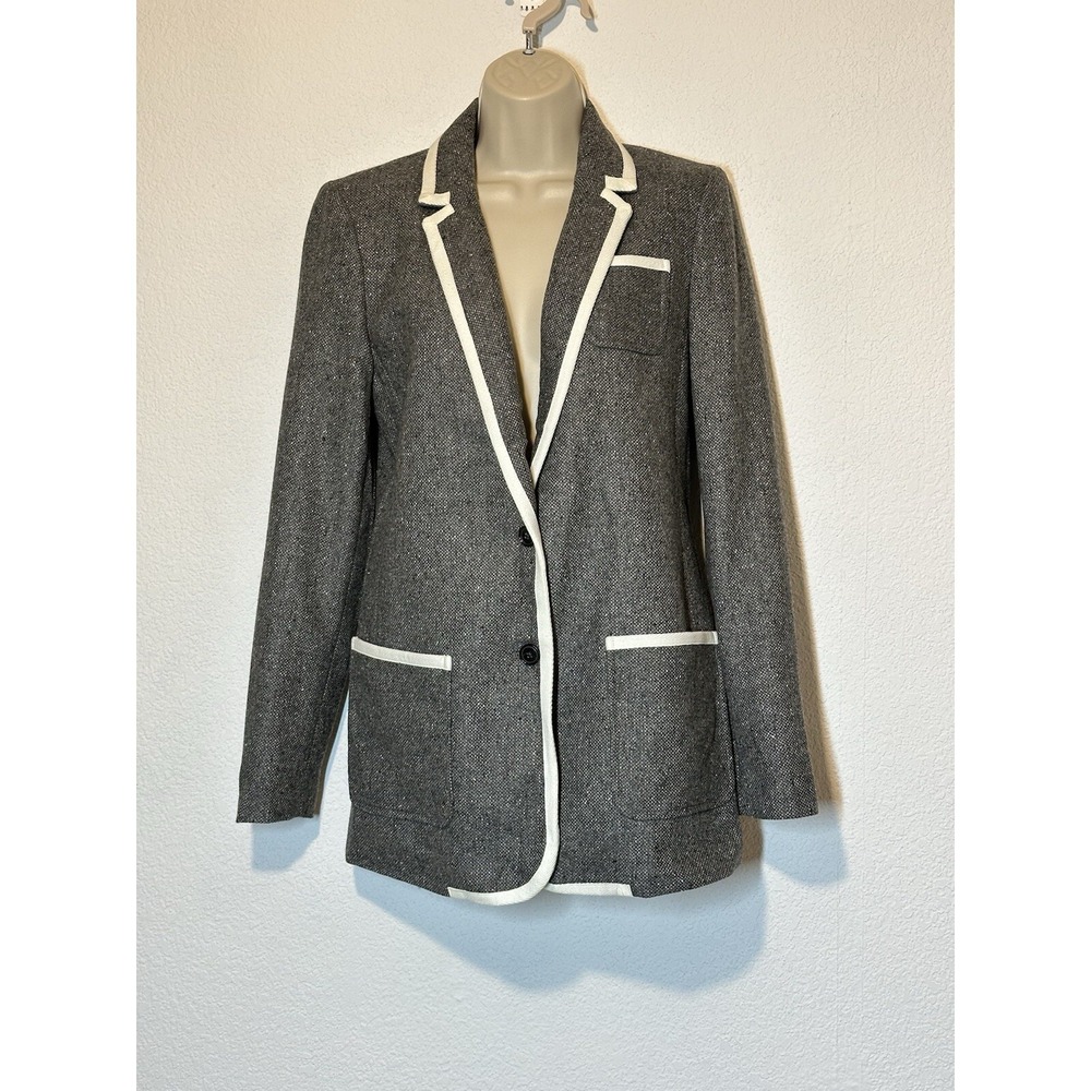New Banana Republic Jacket‎ Blazer 6 Gray Wool Blend Academia Preppy